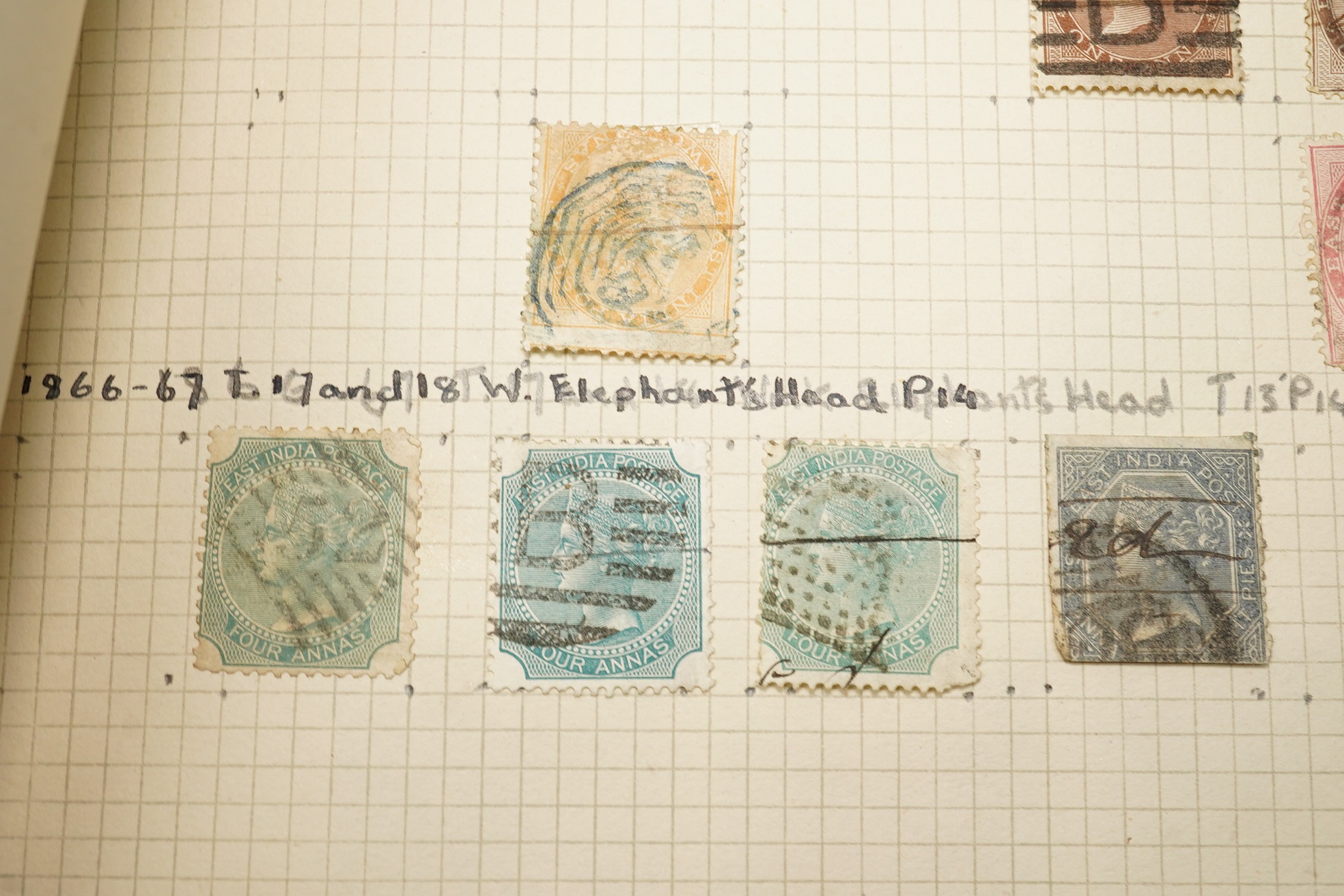 British and Commonwealth stamps, in two albums to include Great Britain, one penny black and two pence blue, stamps, Aden, Burma, India, Ceylon, Straits settlements and some world stamps, mostly used some unused